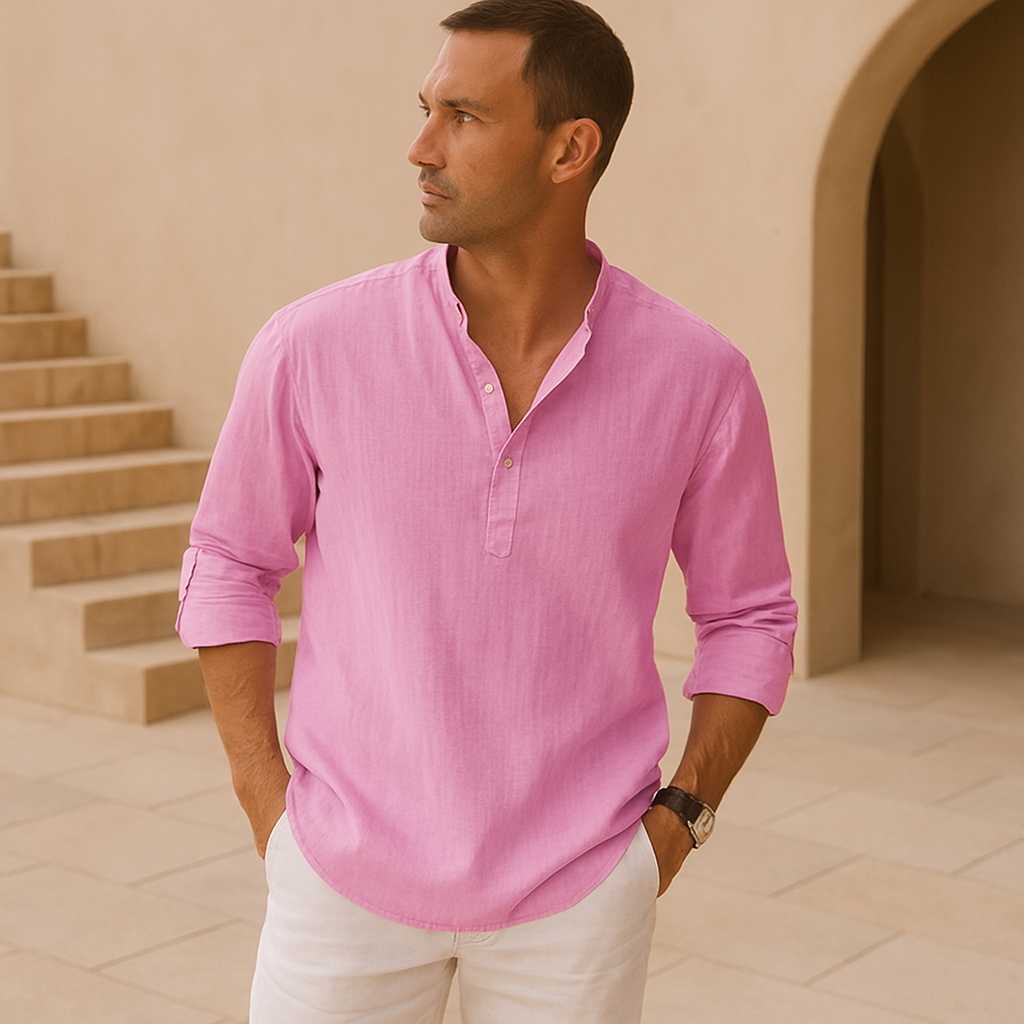 Miles | Linen Blend Henley Shirt