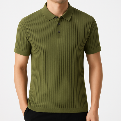 Lachlan | Ribbed Knit Polo Shirt