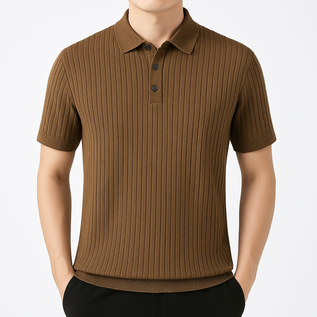 Lachlan | Ribbed Knit Polo Shirt