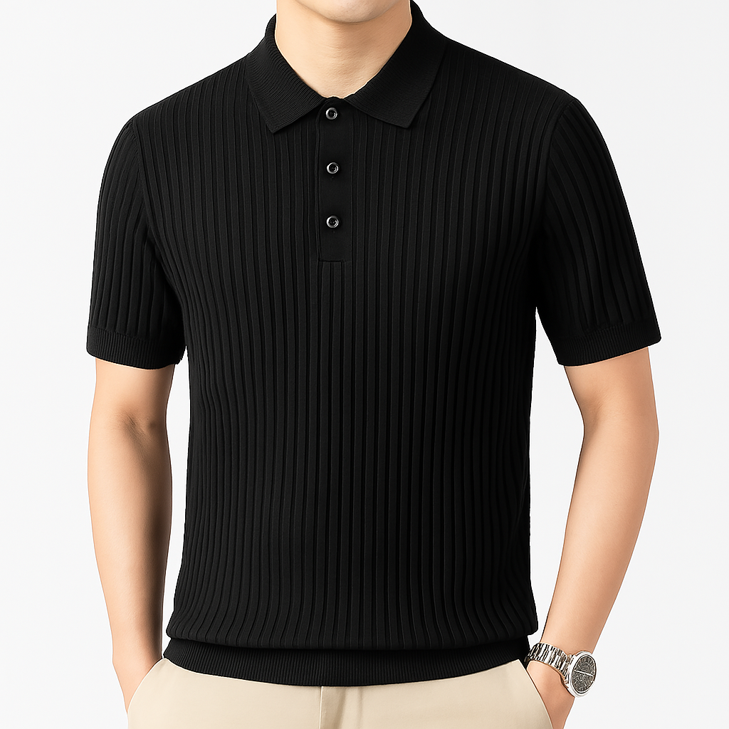 Lachlan | Ribbed Knit Polo Shirt