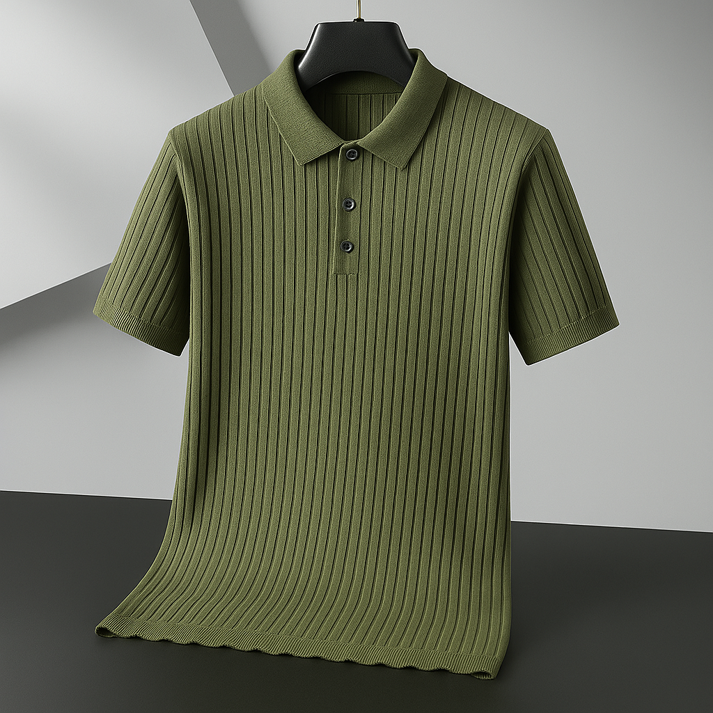 Lachlan | Ribbed Knit Polo Shirt