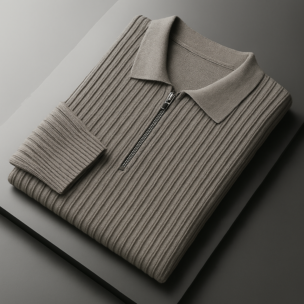 Rhys | Cotton Ribbed Quarter-Zip Sweater