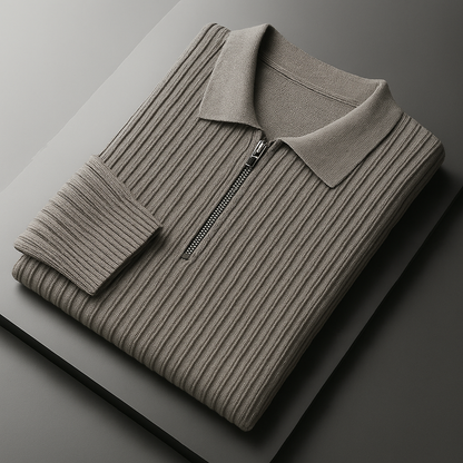 Rhys | Cotton Ribbed Quarter-Zip Sweater