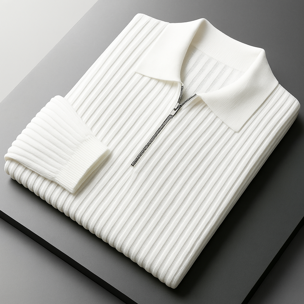Rhys | Cotton Ribbed Quarter-Zip Sweater