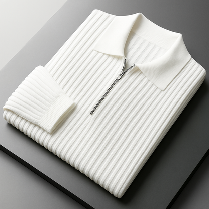 Rhys | Cotton Ribbed Quarter-Zip Sweater