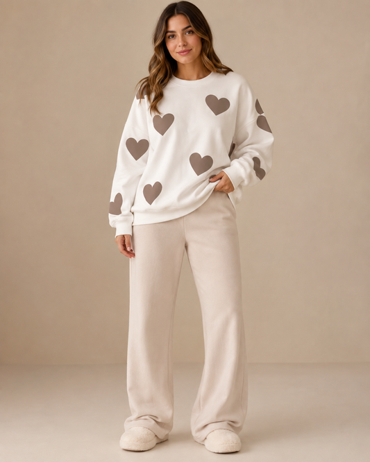 Sophie | Cozy Heart Print Lounge Set for Women