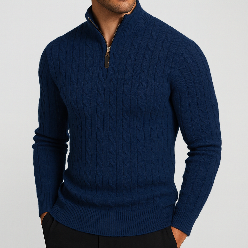 Roman | Wool Quarter-Zip Sweater with Ribbed Collar