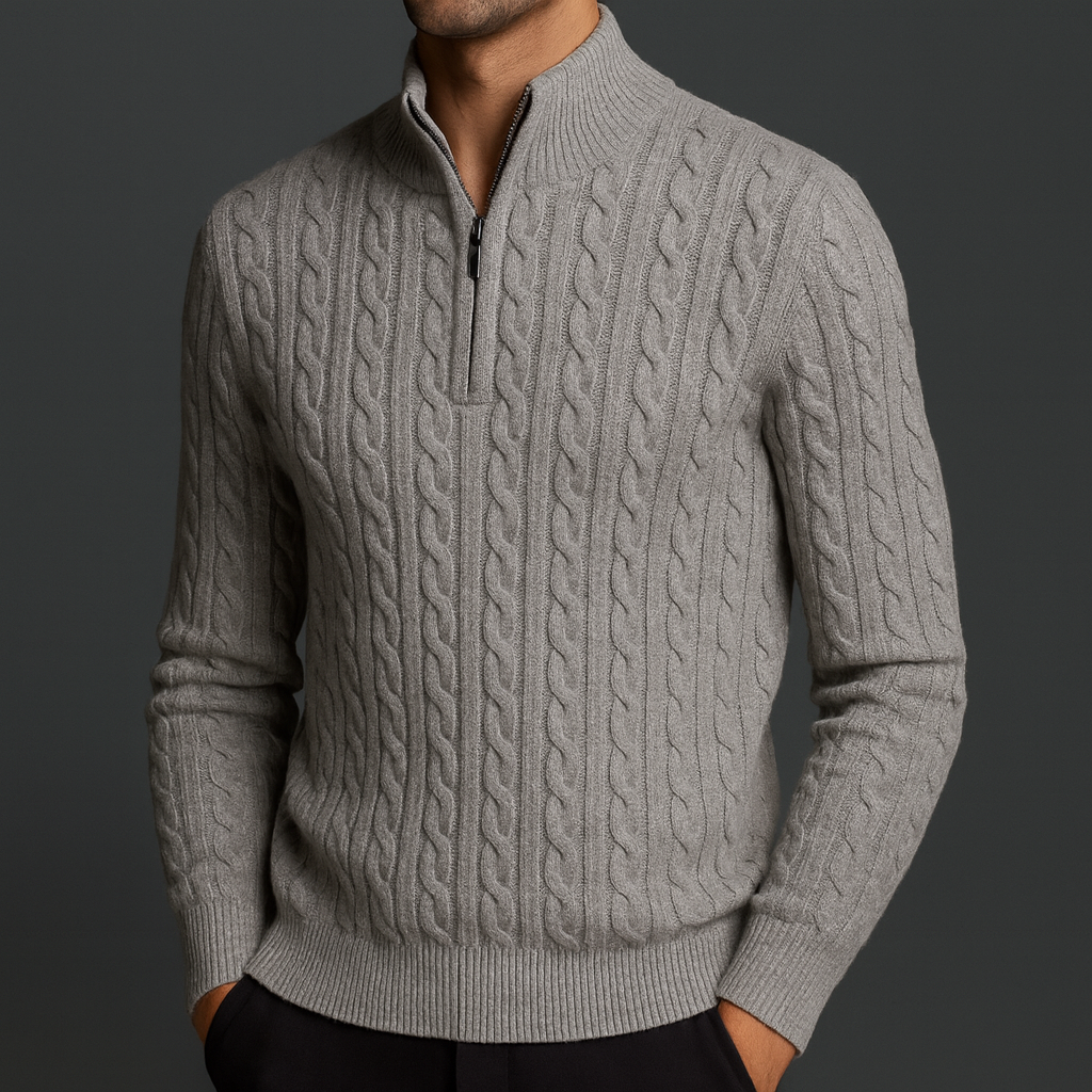 Roman | Wool Quarter-Zip Sweater with Ribbed Collar