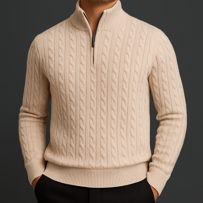 Roman | Wool Quarter-Zip Sweater with Ribbed Collar