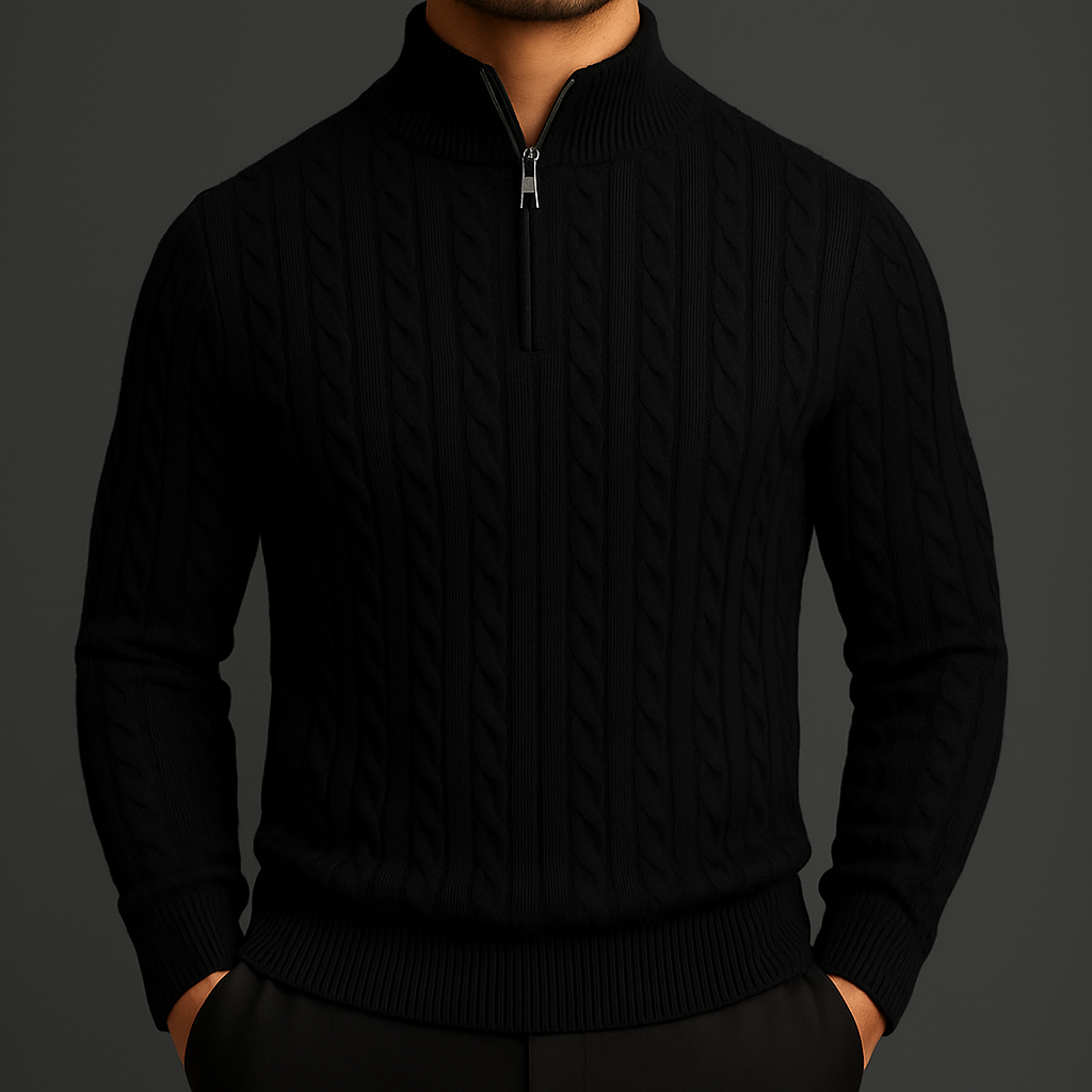 Roman | Wool Quarter-Zip Sweater with Ribbed Collar