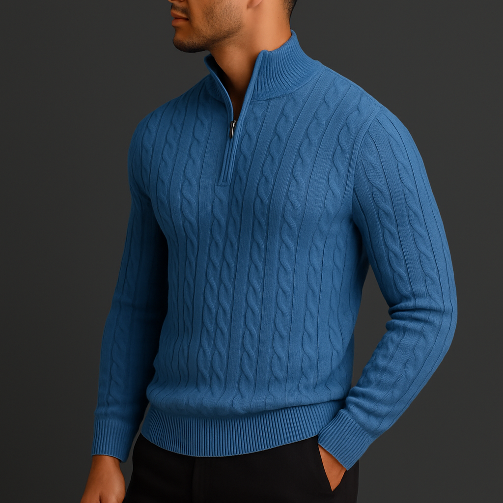 Roman | Wool Quarter-Zip Sweater with Ribbed Collar