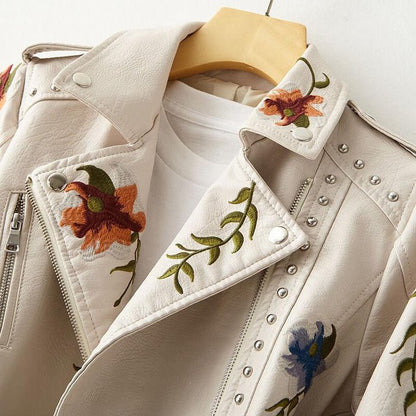 Esme | Vintage Floral Leather Jacket