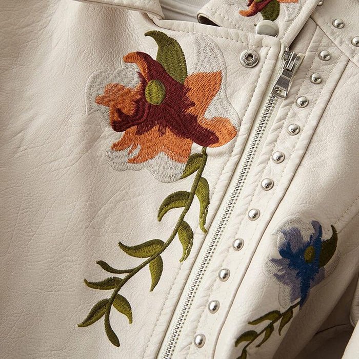 Esme | Vintage Floral Leather Jacket