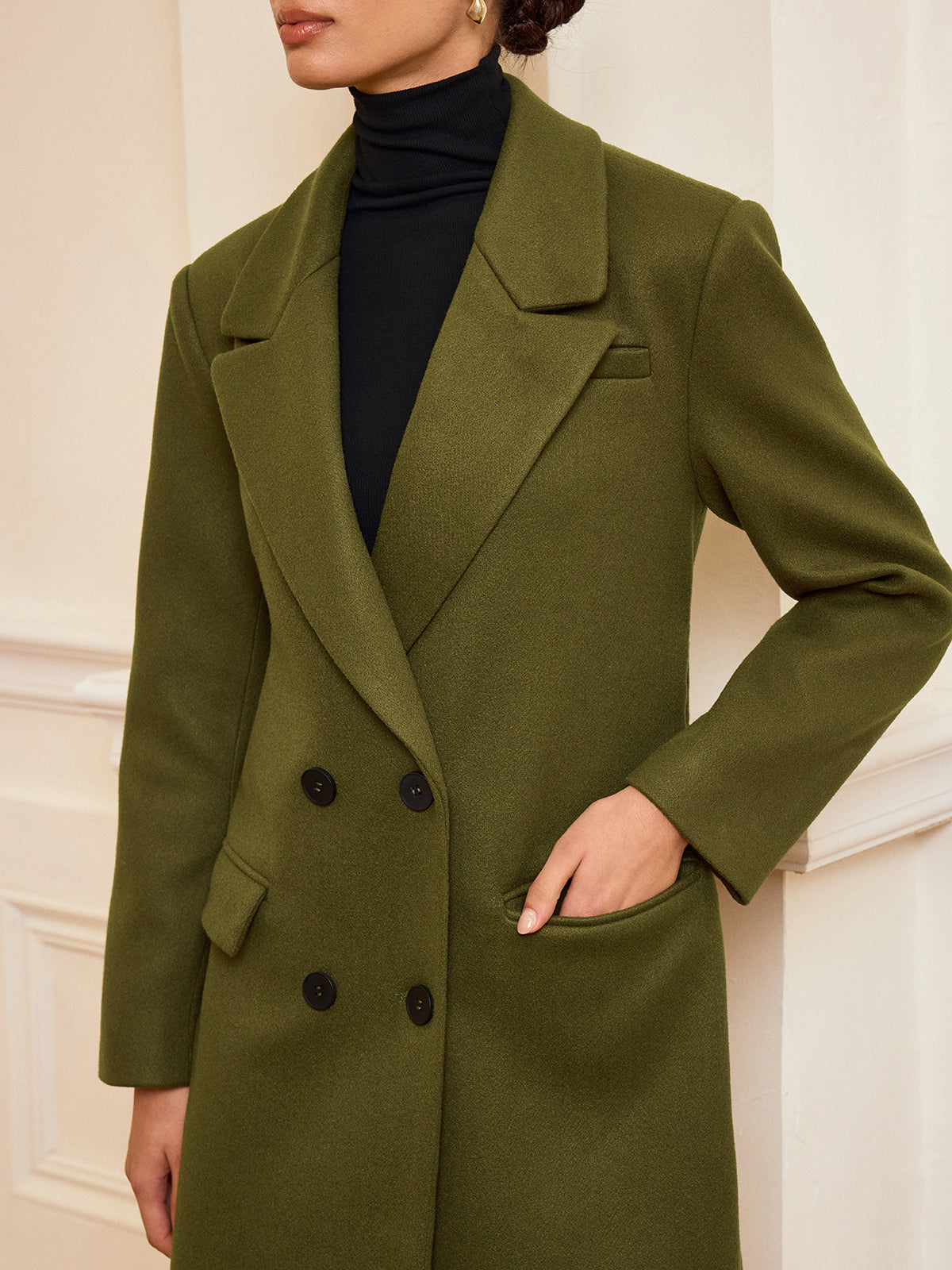 Elegant Double-Breasted Long Coat with Belted Design for Stylish Warmth