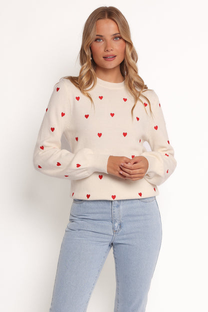Ella | Cozy Heart Patterned Knit Sweater for Women