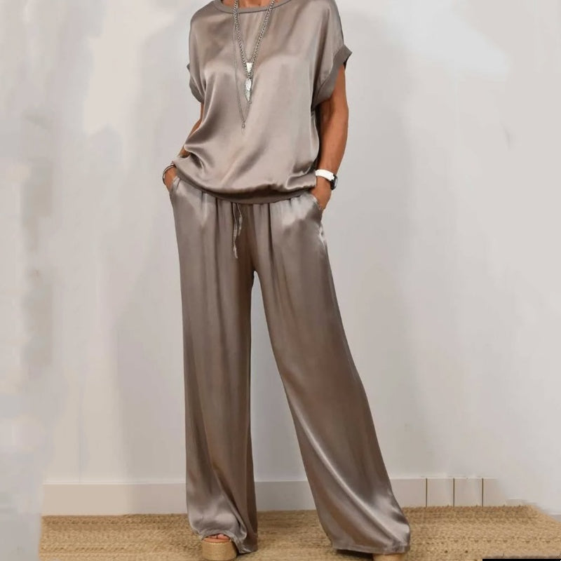 Ella | Elegant Chic Satin Two-Piece Set for Women