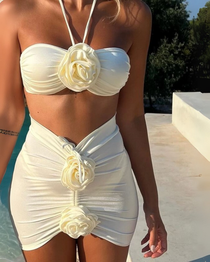 Ella | Elegant Floral High Cut Bikini Set