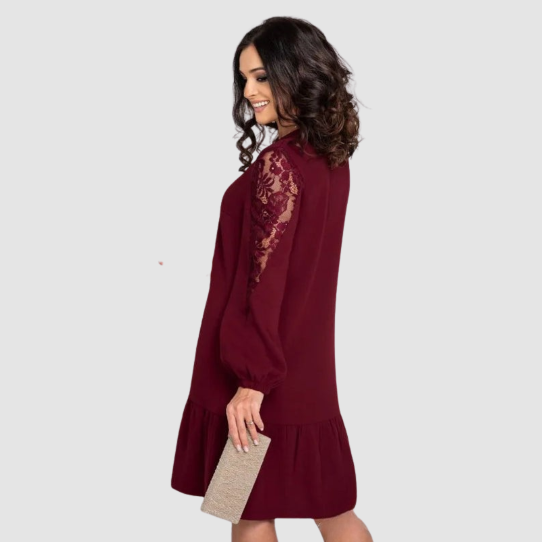 Ella | Elegant Floral Lace Midi Dress for Women - Perfect Wedding Guest or Summer Occasion