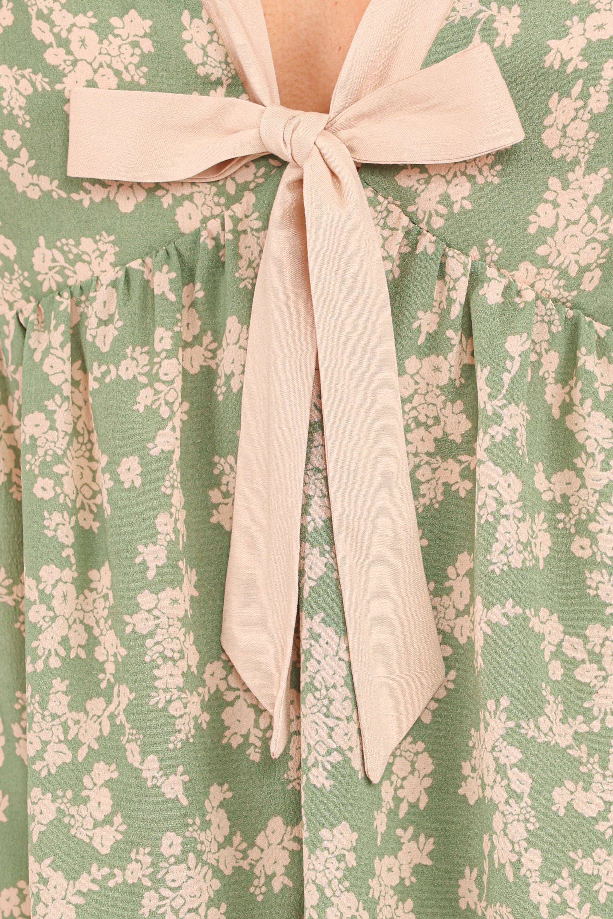 Ella | Elegant Green Floral Going Out Top