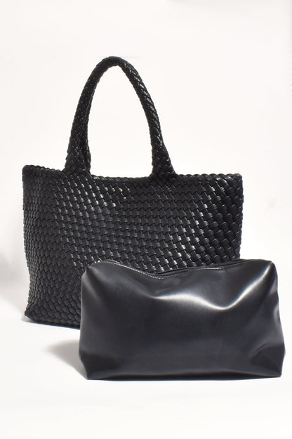Ella | Stylish Black Woven Slouch Bag