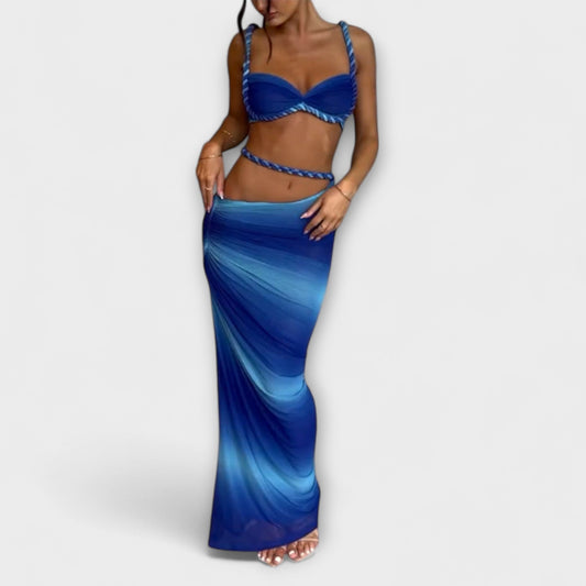 Emily | Chic Gradient Braid Crop Top & Overskirt Duo