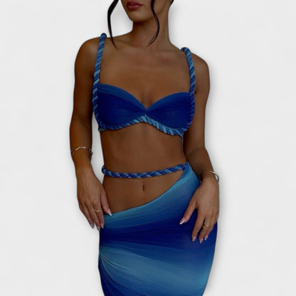 Emily | Chic Gradient Braid Crop Top & Overskirt Duo