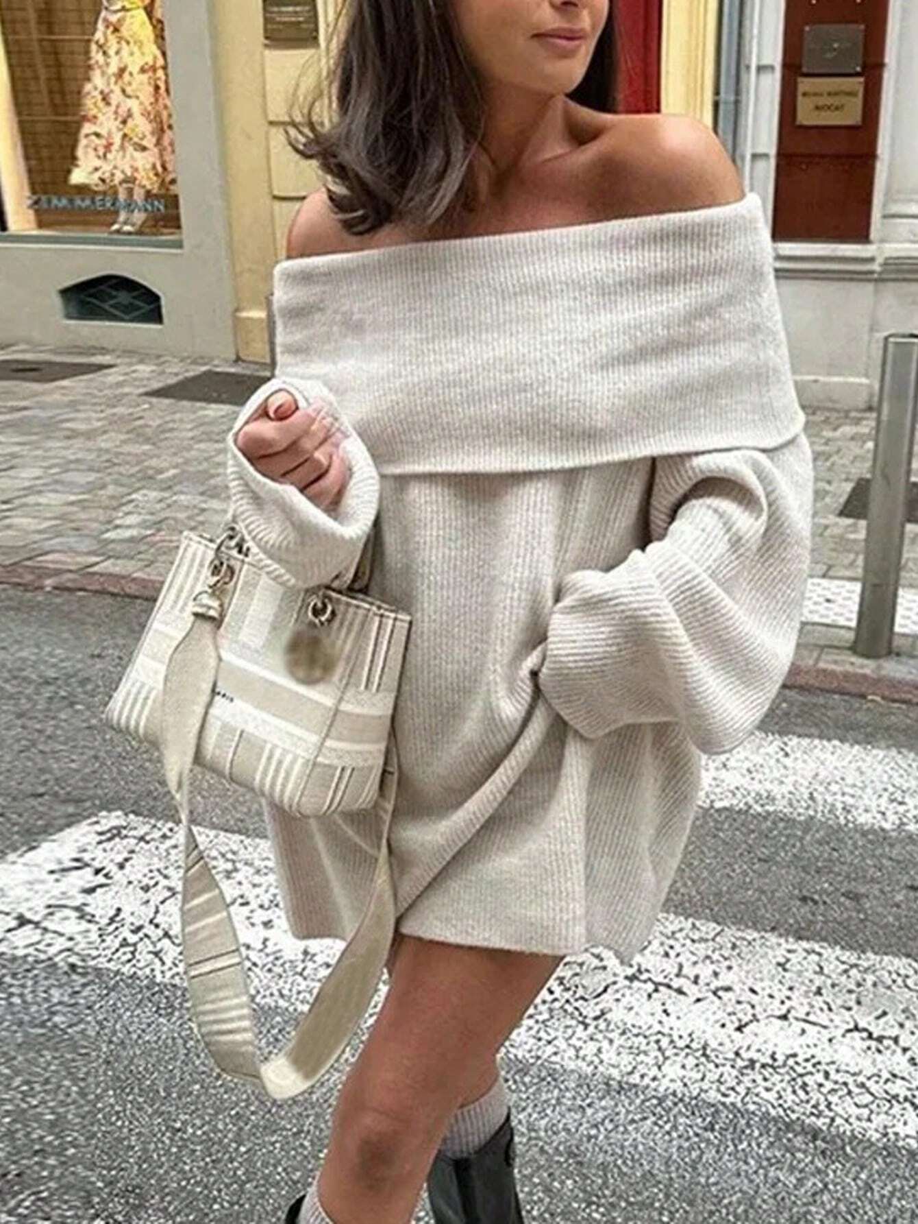 Emily | Cozy Chic Off Shoulder Knit Mini Dress