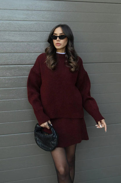 Emily | Cozy Elegant Knit Sweater and Skirt Set