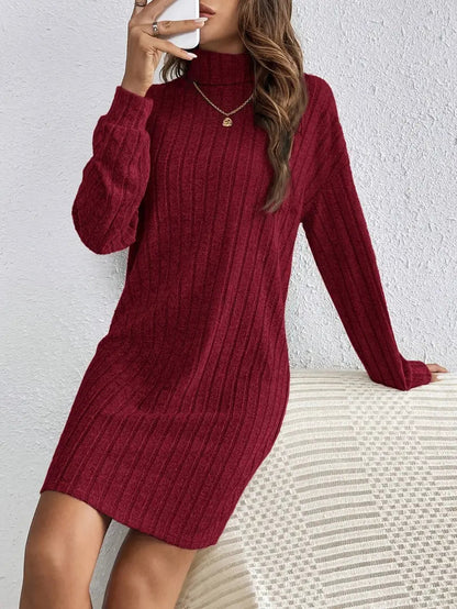 Emily | Cozy Ribbed Long Sleeve Mini Dress