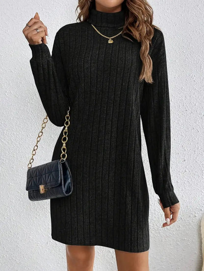 Emily | Cozy Ribbed Long Sleeve Mini Dress