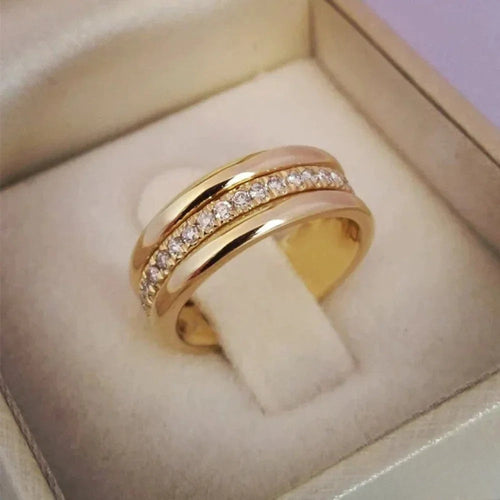 Emily | Elegant Double Ring with Zirconia Trim
