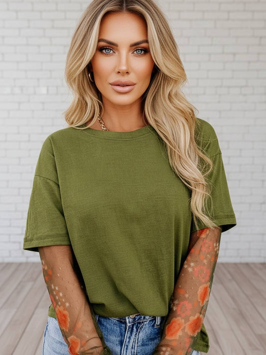 Emily | Elegant Floral Mesh Sleeve Womens Top for Going Out