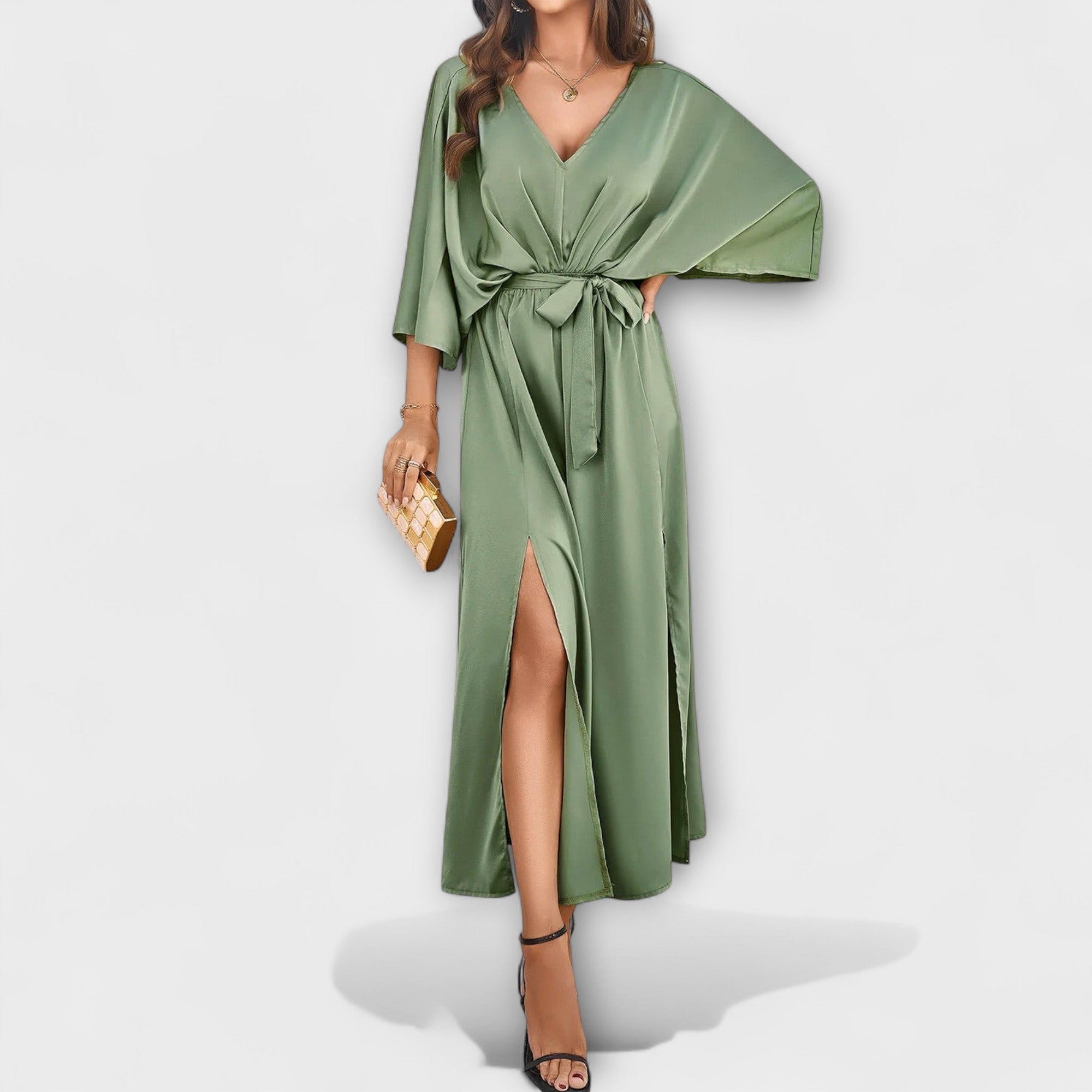 Emily | Elegant Shimmery V-Neck Maxi Dress