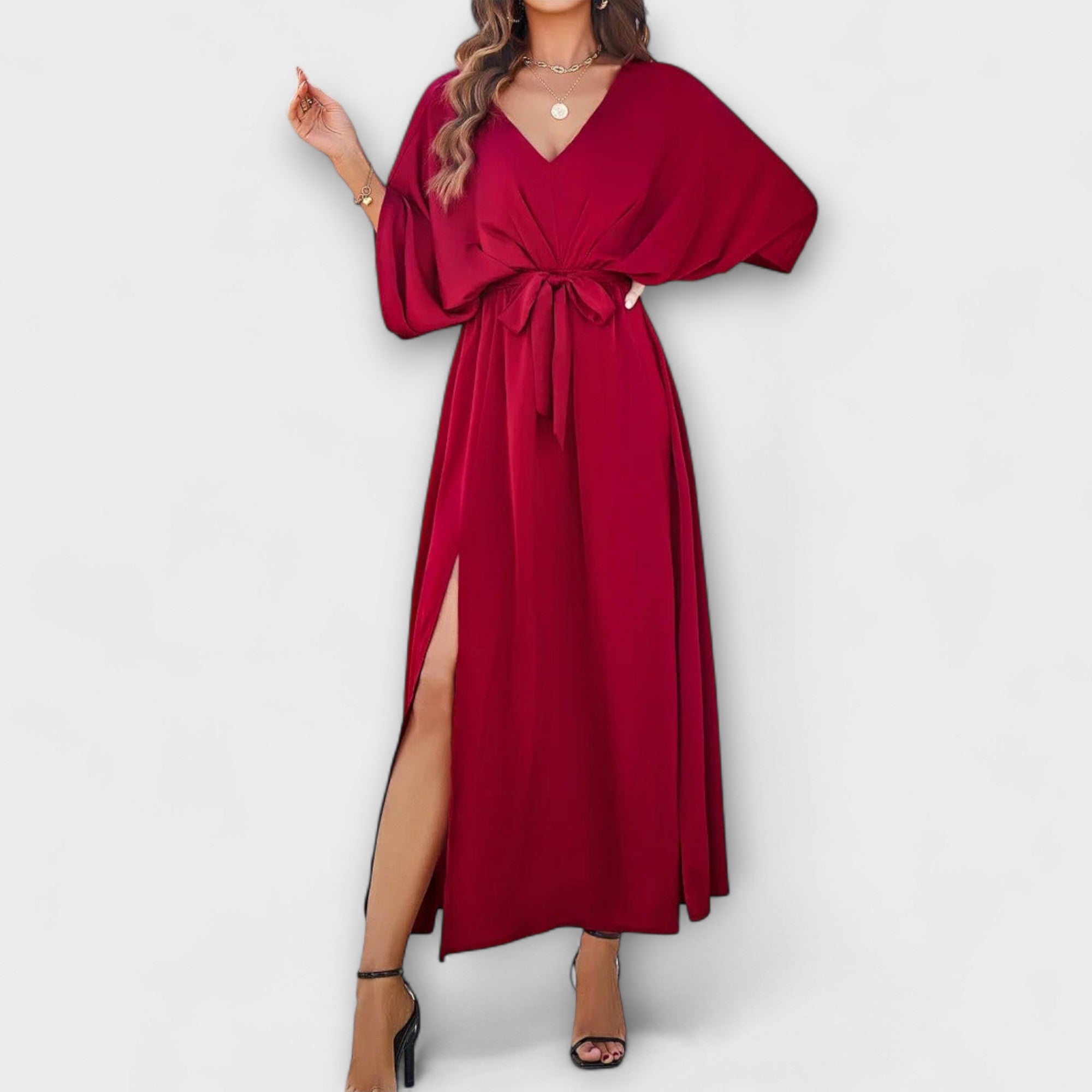 Emily | Elegant Shimmery V-Neck Maxi Dress