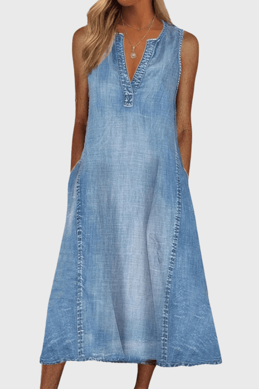 Emily | Elegant Sleeveless Denim Midi Dress