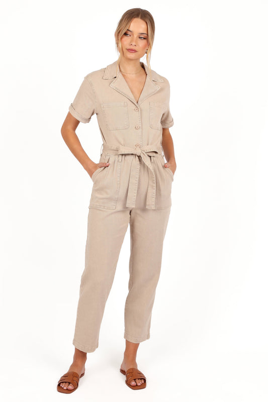 Emma | Chic Khaki Denim Jumpsuit for Women