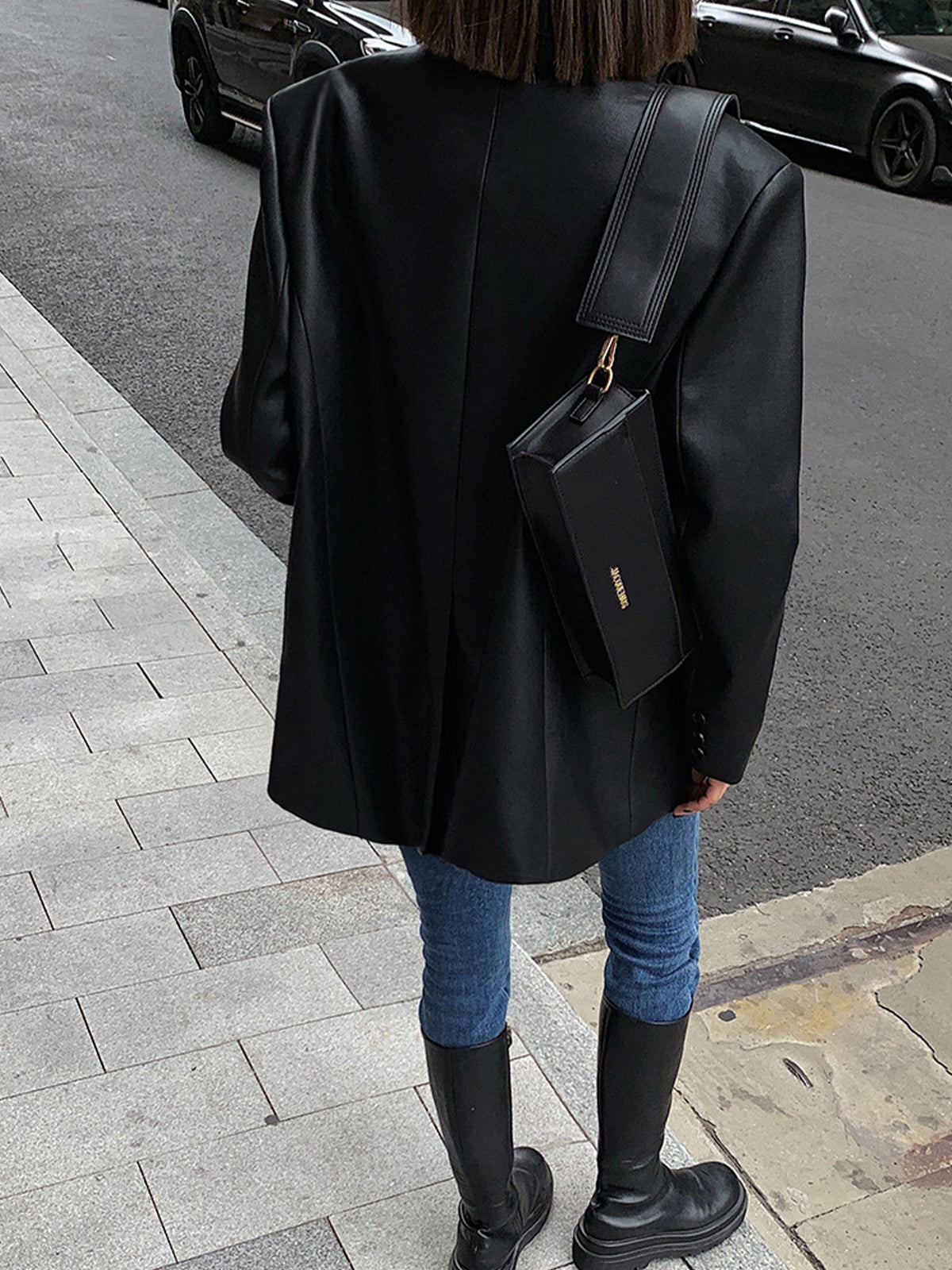 Emma | Classic Long Sleeve Faux Leather Jacket
