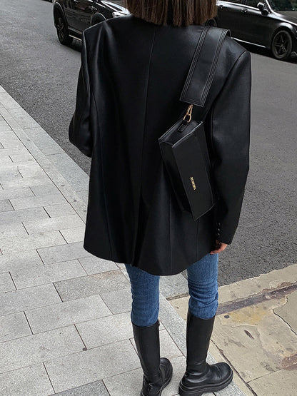 Emma | Classic Long Sleeve Faux Leather Jacket