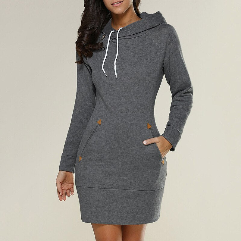Emma | Cozy Casual Hooded Mini Dress