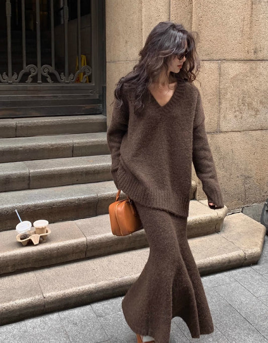 Emma | Cozy Elegant Knit Sweater and Maxi Skirt Set