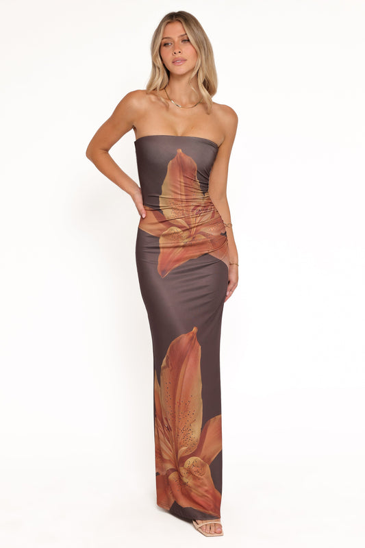 Emma | Elegant Floral Strapless Maxi Dress