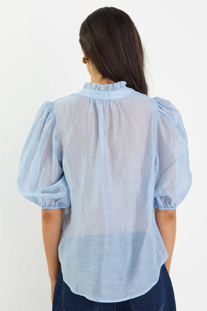 Emma | Elegant Soft Blue Buttoned Top