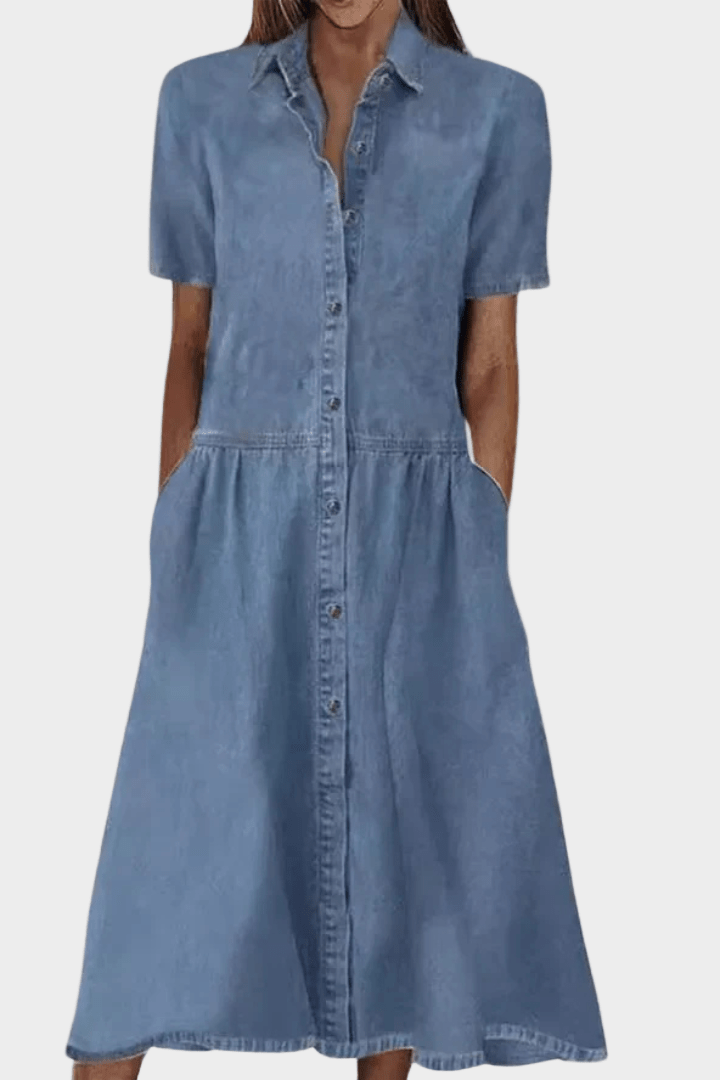Emma | Relaxed Denim Maxi Dress with Pockets