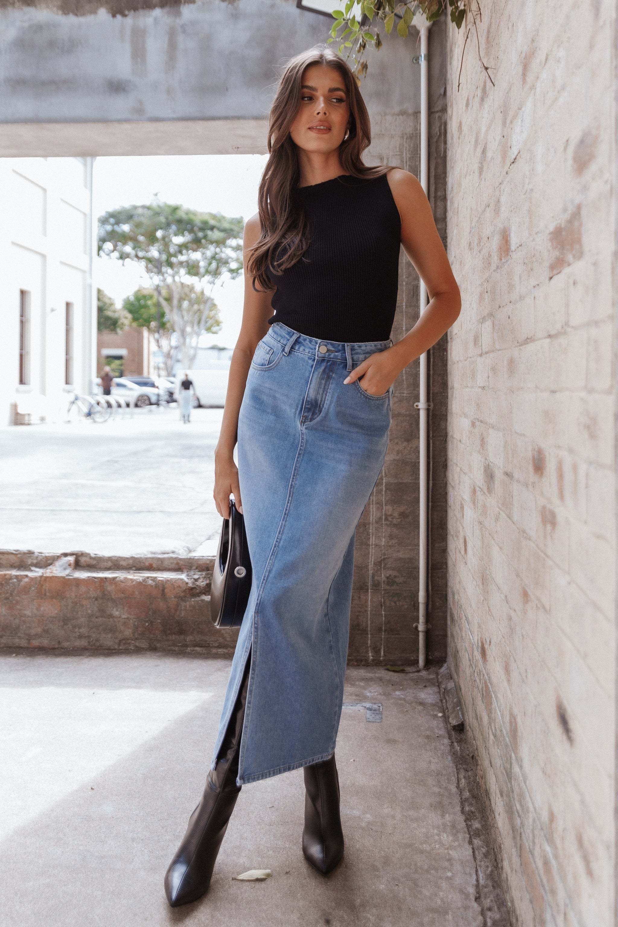Emma | Stylish Chic Denim Midi Skirt for Women
