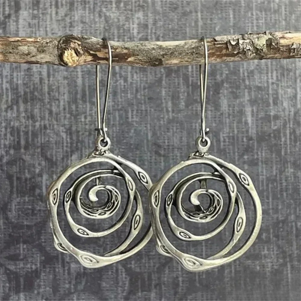 Elegant Silver Labyrinth Earrings