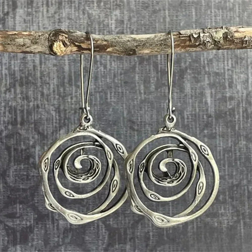 Elegant Silver Labyrinth Earrings