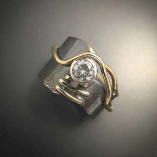 Ethan | Elegant Dark Silver Cubic Zirconia Ring