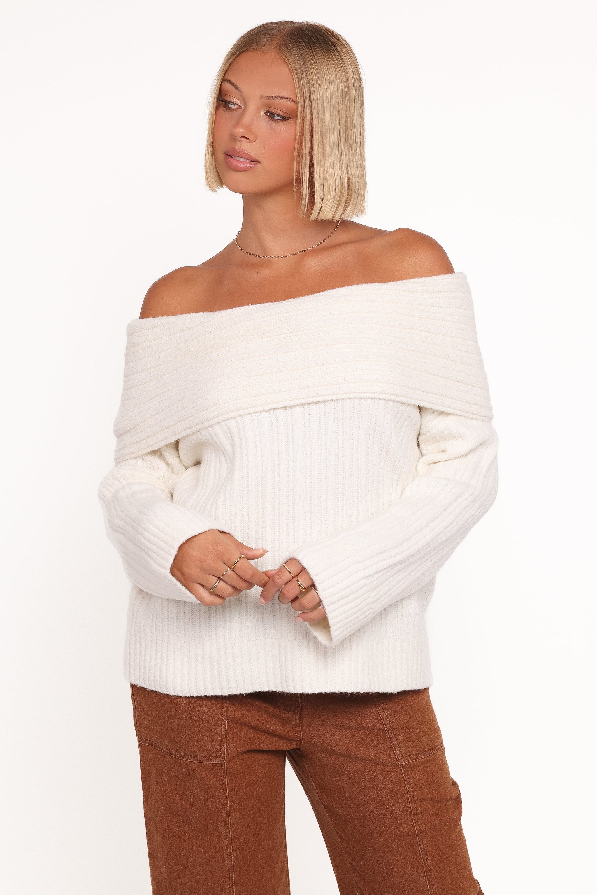 Ethan | Elegant Off Shoulder Knit Sweater