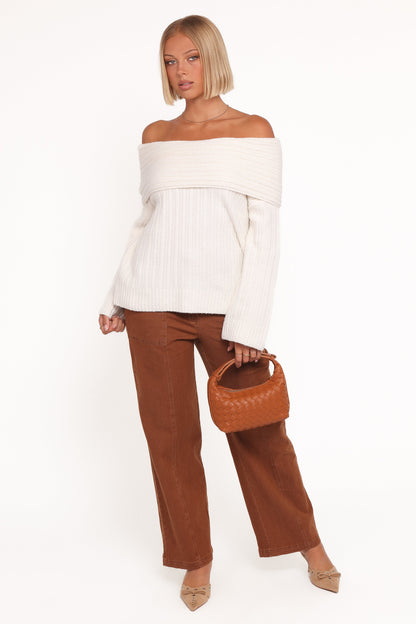 Ethan | Elegant Off Shoulder Knit Sweater