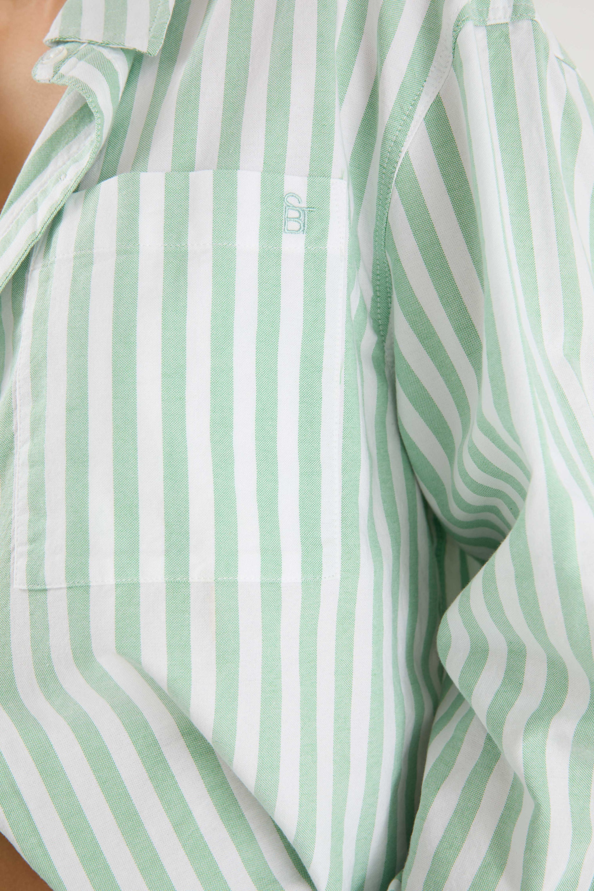 Ethan | Relaxed Green Striped Oversized Shirt